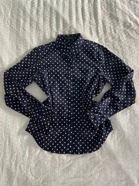 Ralph Lauren Navy Polka Dot Button Down Shirt